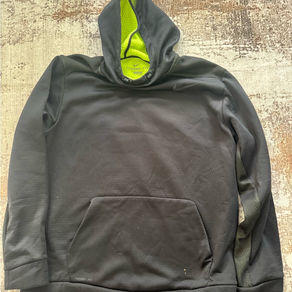 Nike Black Hoodie with Neon Lime Hood Lining